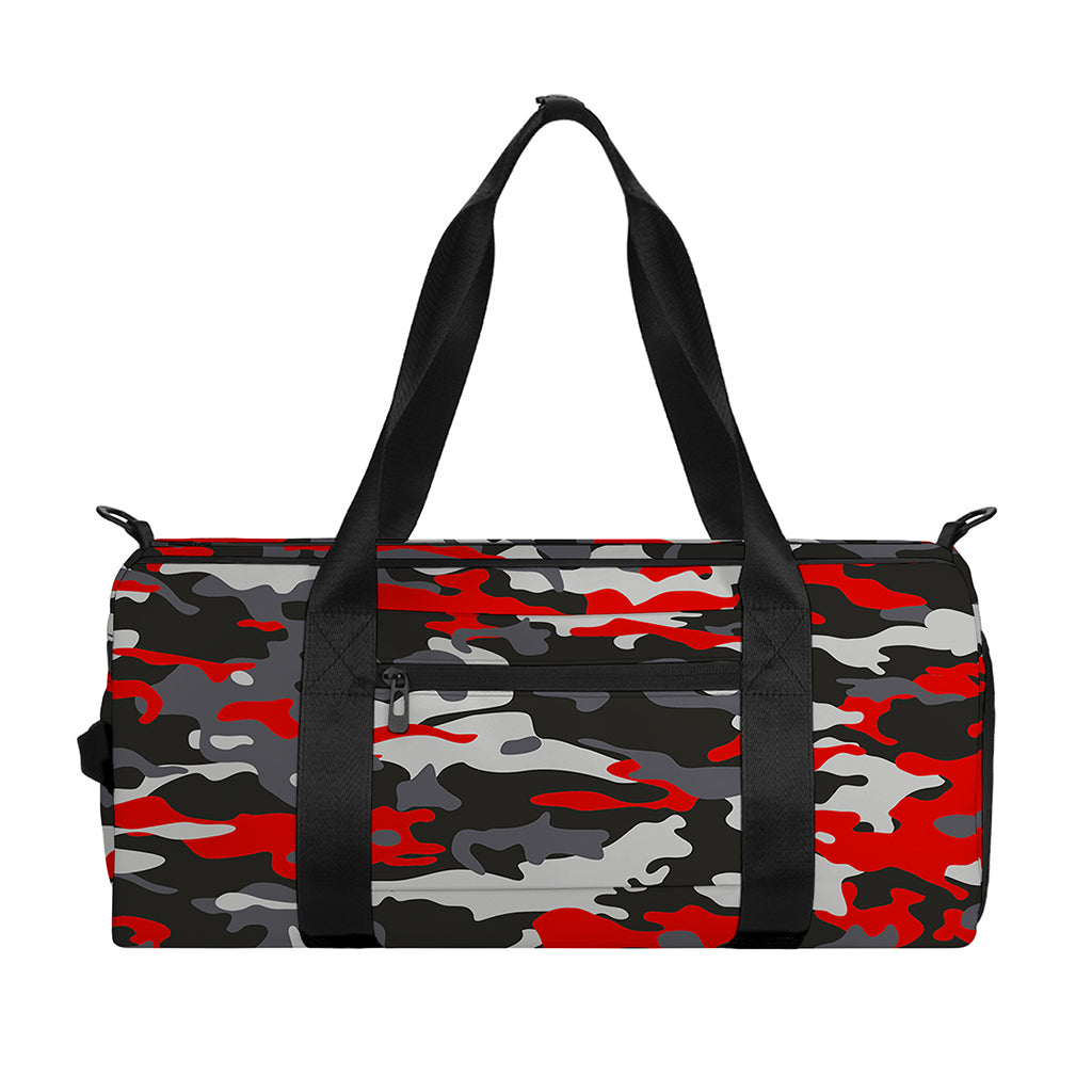 Orange Black And Grey Camouflage Print Gym Bag
