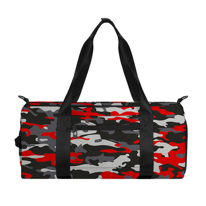 Orange Black And Grey Camouflage Print Gym Bag