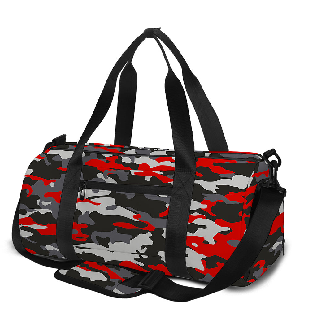 Orange Black And Grey Camouflage Print Gym Bag