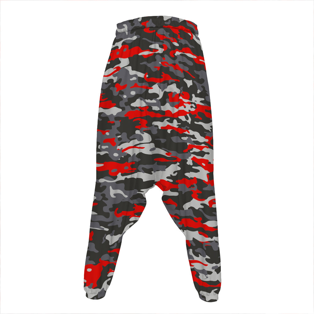 Orange Black And Grey Camouflage Print Hammer Pants