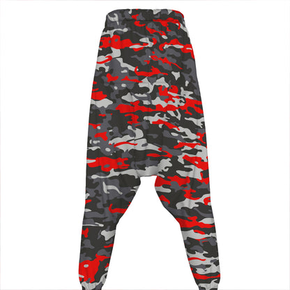 Orange Black And Grey Camouflage Print Hammer Pants