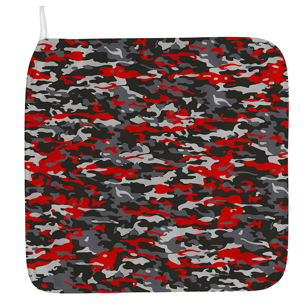 Orange Black And Grey Camouflage Print Hand Towel