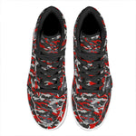 Orange Black And Grey Camouflage Print High Top Leather Sneakers