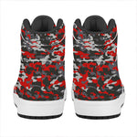 Orange Black And Grey Camouflage Print High Top Leather Sneakers