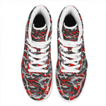 Orange Black And Grey Camouflage Print High Top Leather Sneakers