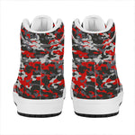 Orange Black And Grey Camouflage Print High Top Leather Sneakers