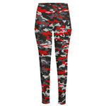 Orange Black And Grey Camouflage Print High-Waisted Pocket Leggings