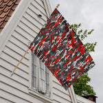 Orange Black And Grey Camouflage Print House Flag