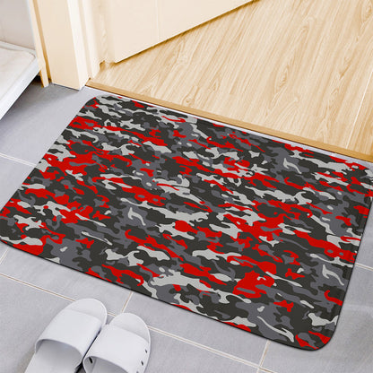Orange Black And Grey Camouflage Print Indoor Door Mat