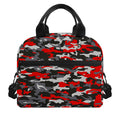Orange Black And Grey Camouflage Print Insulated Lunch Bag
