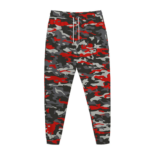 Orange Black And Grey Camouflage Print Jogger Pants