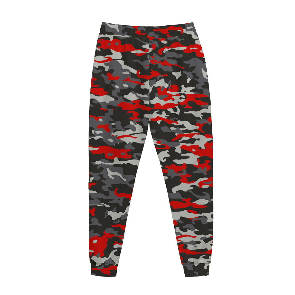 Orange Black And Grey Camouflage Print Jogger Pants