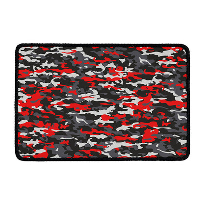 Orange Black And Grey Camouflage Print Kitchen Mat