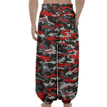 Orange Black And Grey Camouflage Print Lantern Pants