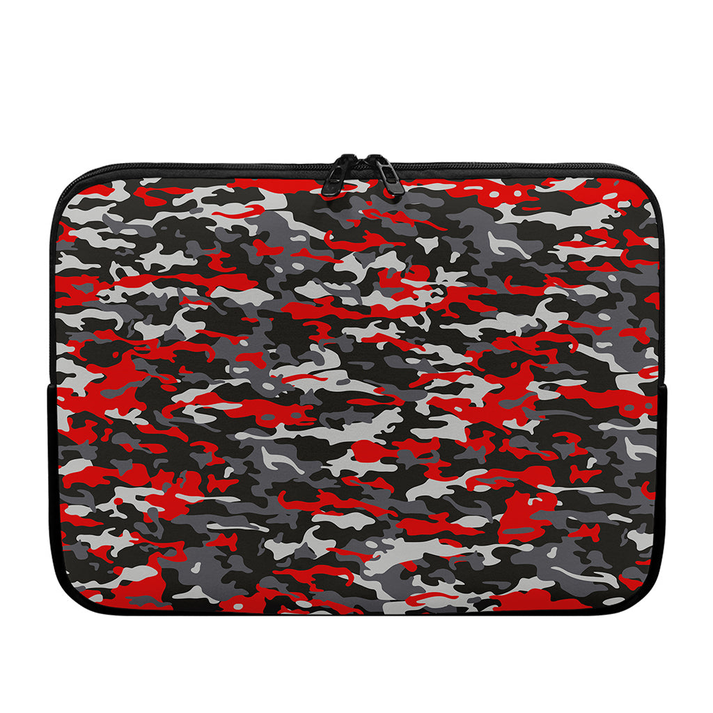 Orange Black And Grey Camouflage Print Laptop Sleeve