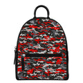 Orange Black And Grey Camouflage Print Leather Backpack
