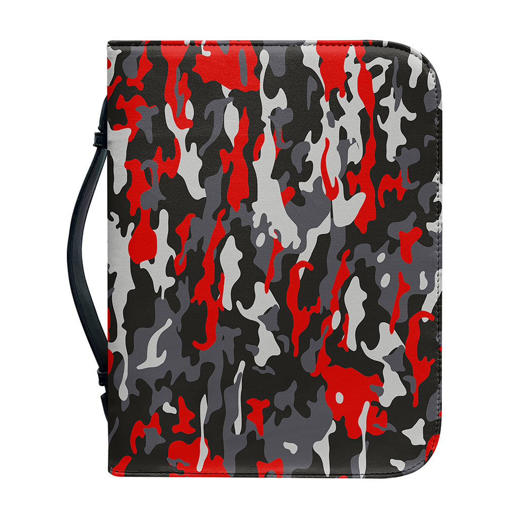 Orange Black And Grey Camouflage Print Leather Bible Cover
