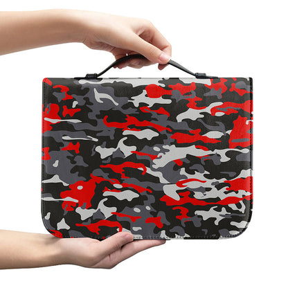 Orange Black And Grey Camouflage Print Leather Bible Cover