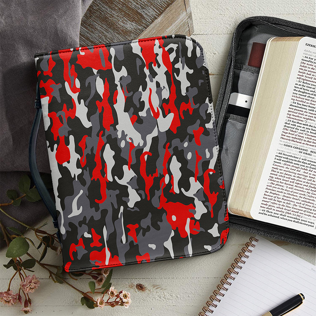 Orange Black And Grey Camouflage Print Leather Bible Cover