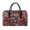 Orange Black And Grey Camouflage Print Leather Duffel Bag
