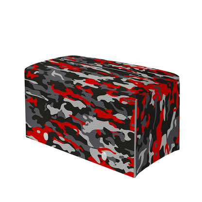 Orange Black And Grey Camouflage Print Leather Tissue Box Cover