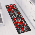 Orange Black And Grey Camouflage Print Long Kitchen Mat