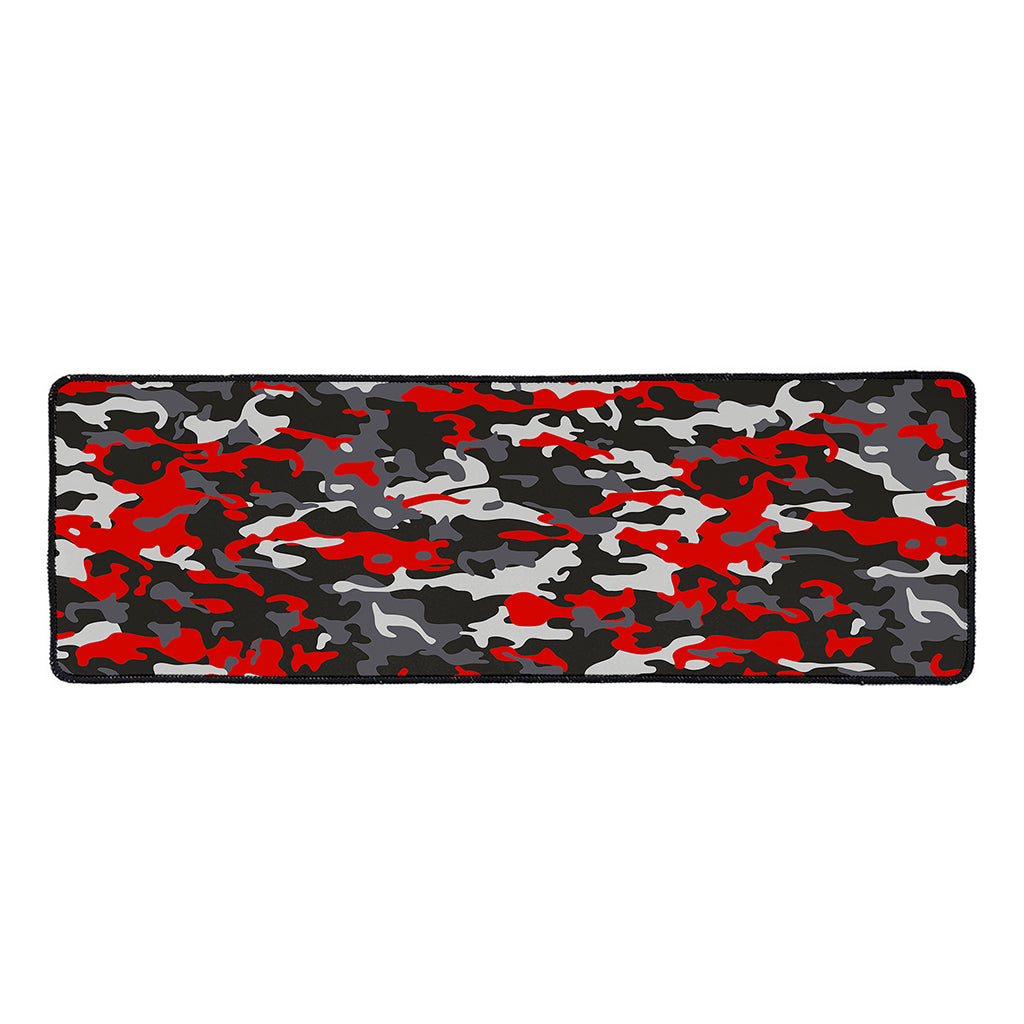 Orange Black And Grey Camouflage Print Long Kitchen Mat