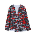 Orange Black And Grey Camouflage Print Long Sleeve Short Coat