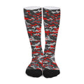 Orange Black And Grey Camouflage Print Long Socks