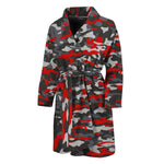 Orange Black And Grey Camouflage Print Men's Bathrobe