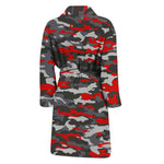 Orange Black And Grey Camouflage Print Men's Bathrobe