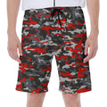 Orange Black And Grey Camouflage Print Men's Beach Shorts
