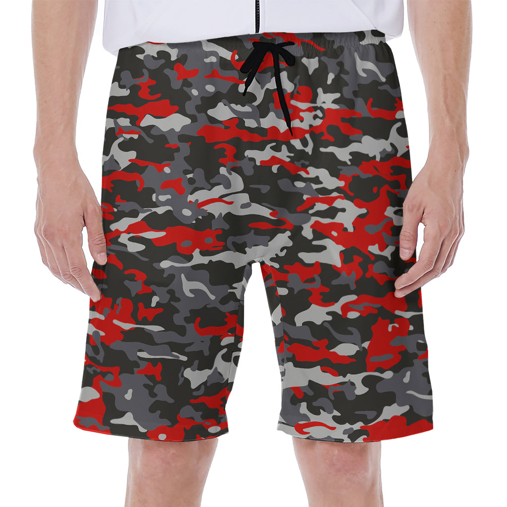 Orange Black And Grey Camouflage Print Men's Beach Shorts
