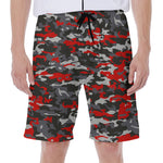 Orange Black And Grey Camouflage Print Men's Beach Shorts
