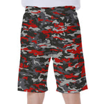 Orange Black And Grey Camouflage Print Men's Beach Shorts