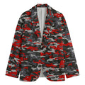 Orange Black And Grey Camouflage Print Men's Blazer