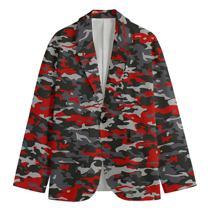 Orange Black And Grey Camouflage Print Men's Blazer
