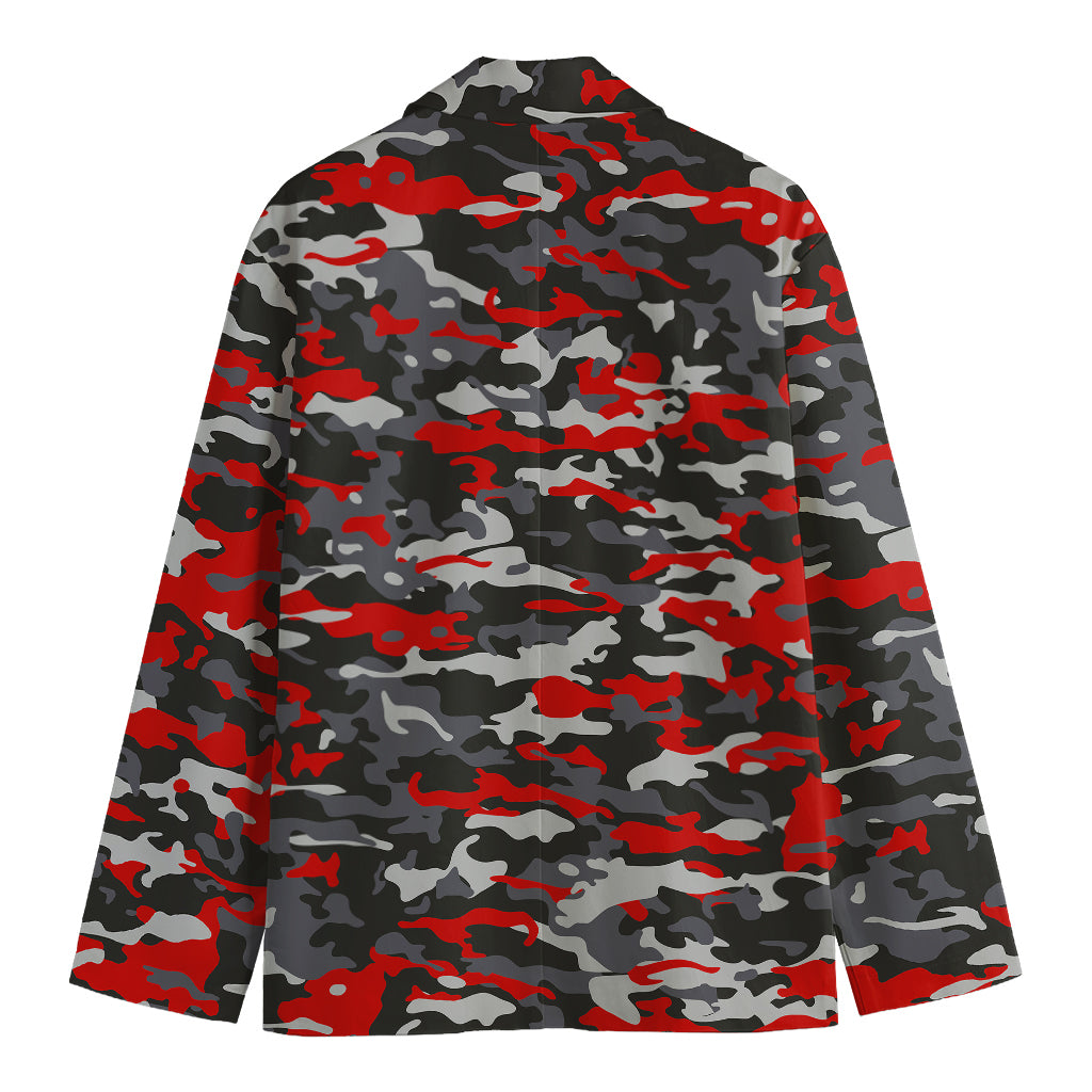 Orange Black And Grey Camouflage Print Men's Blazer