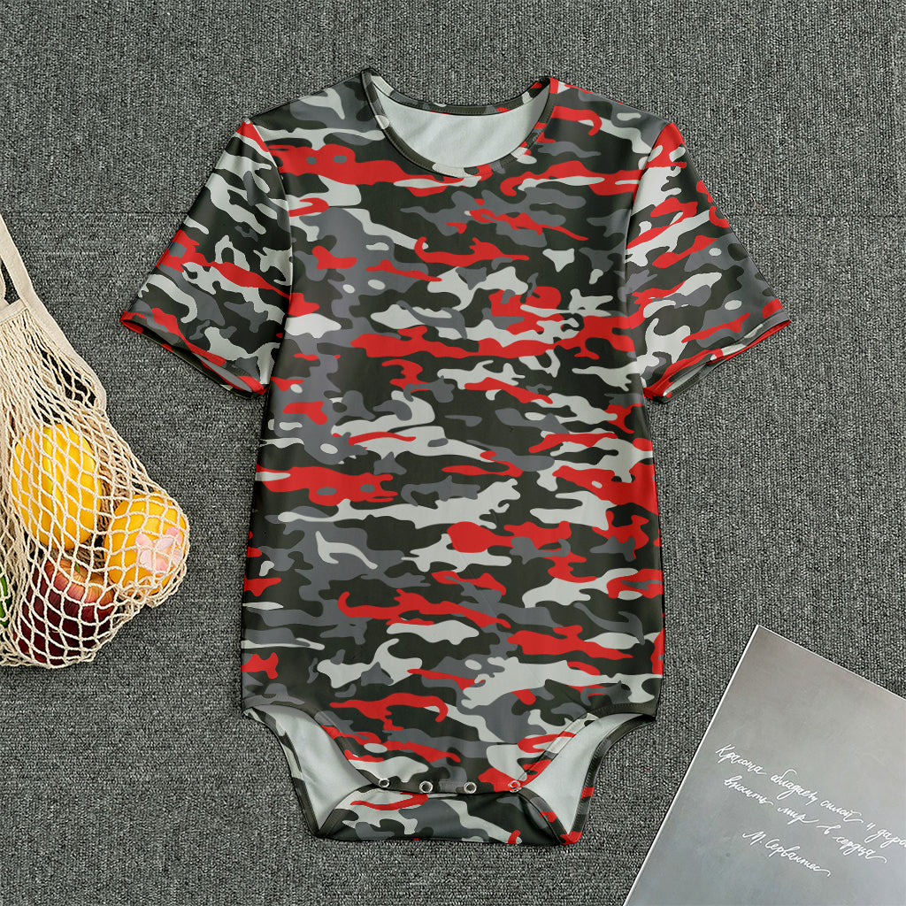 Orange Black And Grey Camouflage Print Men's Bodysuit