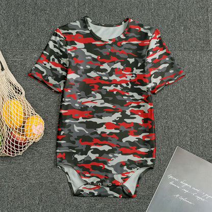 Orange Black And Grey Camouflage Print Men's Bodysuit