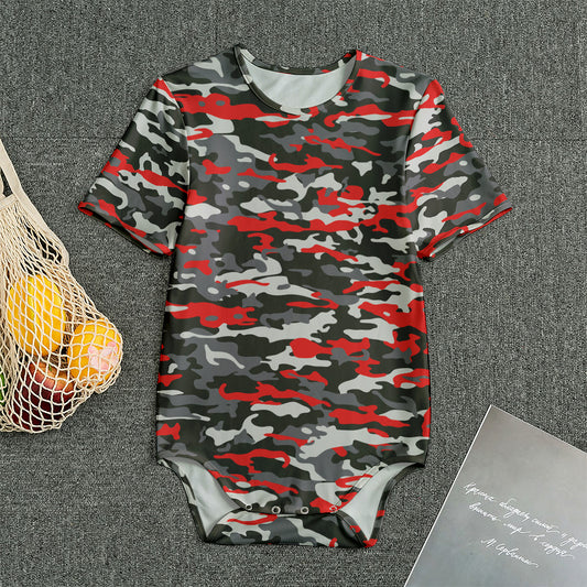 Orange Black And Grey Camouflage Print Men's Bodysuit