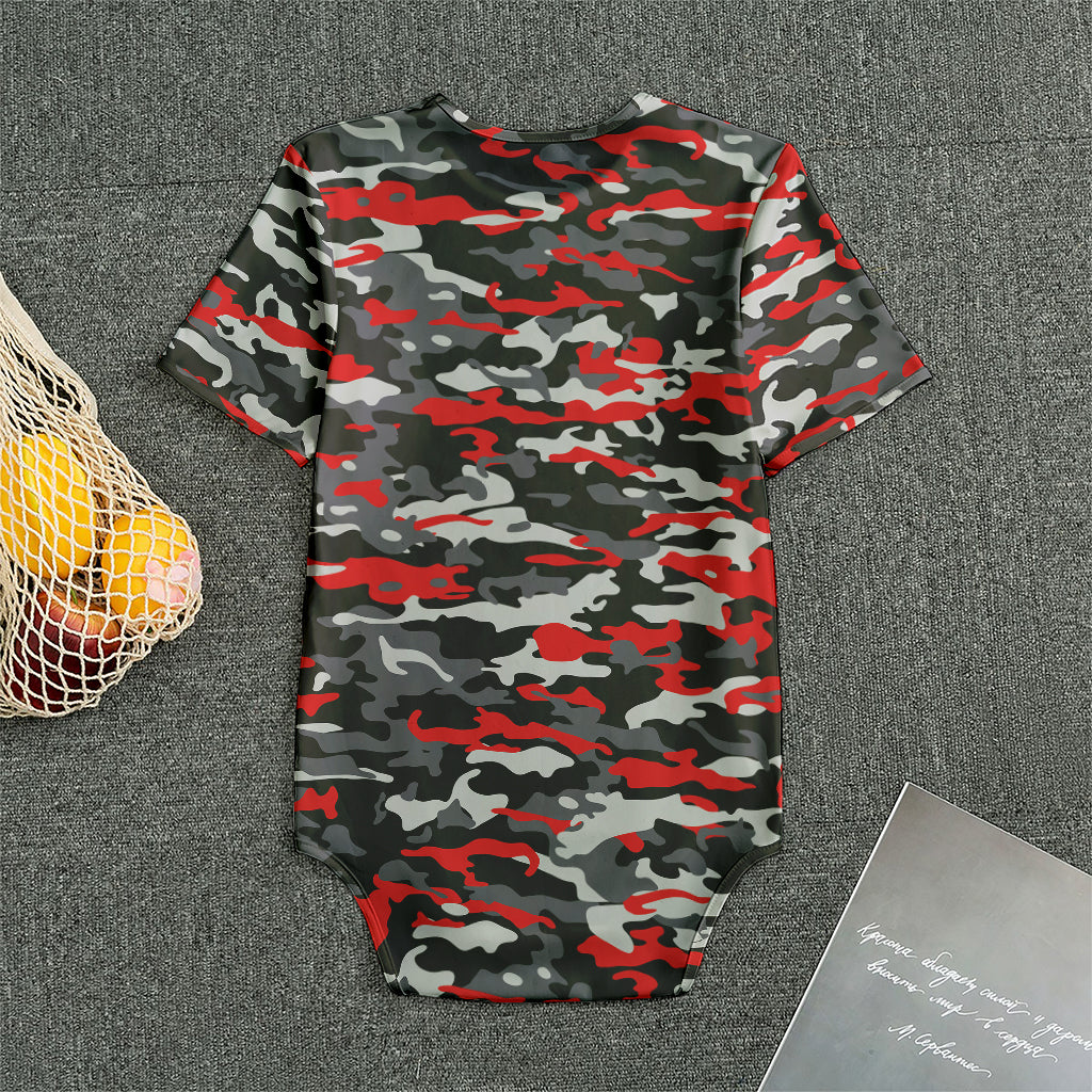 Orange Black And Grey Camouflage Print Men's Bodysuit