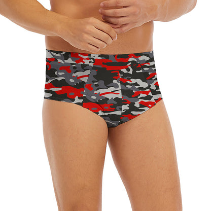 Orange Black And Grey Camouflage Print Men's Briefs