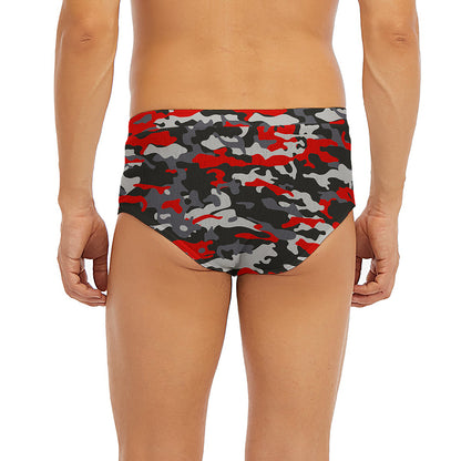 Orange Black And Grey Camouflage Print Men's Briefs