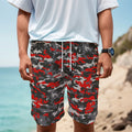 Orange Black And Grey Camouflage Print Men's Cargo Shorts