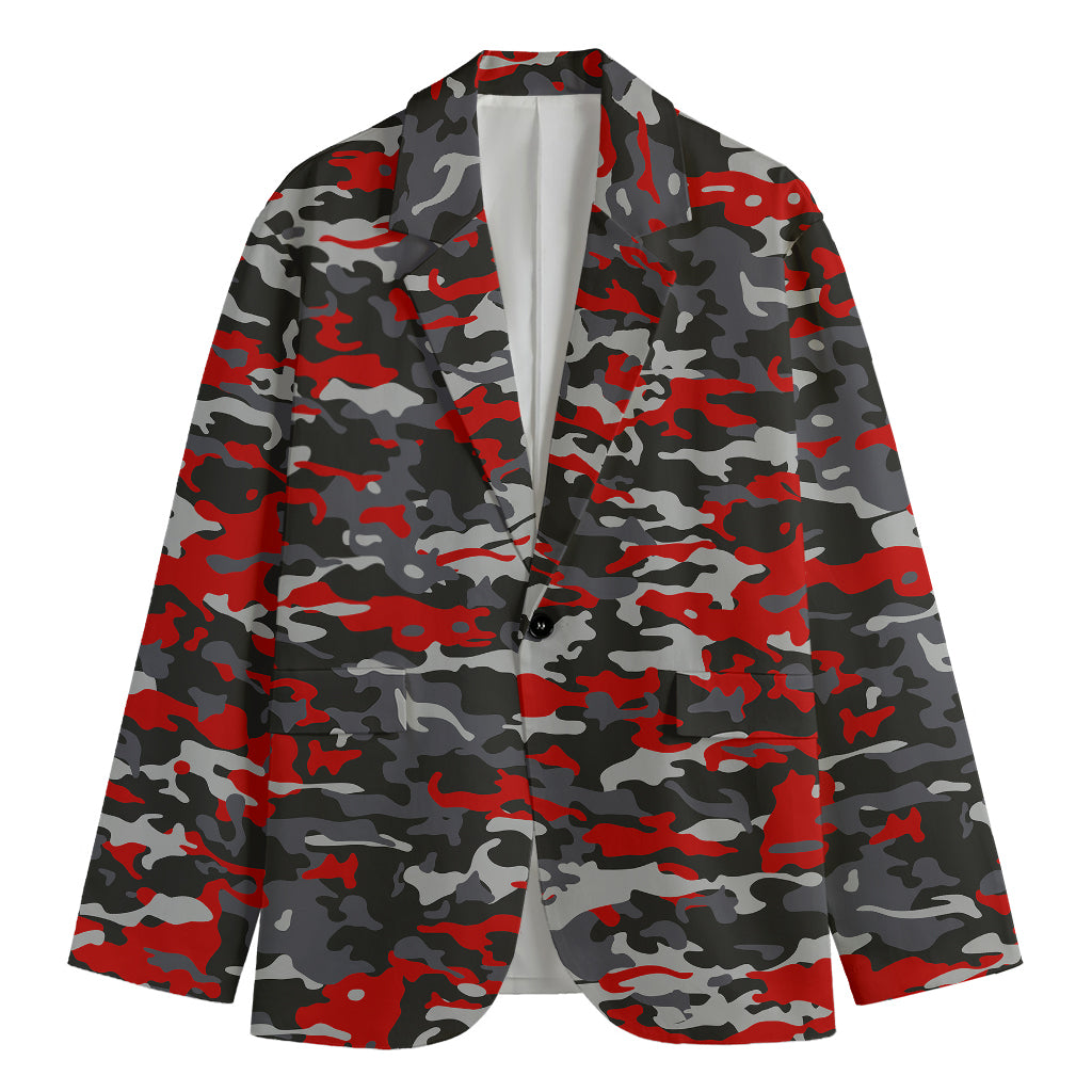 Orange Black And Grey Camouflage Print Men's Cotton Blazer