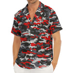 Orange Black And Grey Camouflage Print Men's Deep V-Neck Shirt