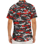 Orange Black And Grey Camouflage Print Men's Deep V-Neck Shirt