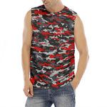 Orange Black And Grey Camouflage Print Men's Fitness Tank Top