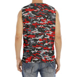 Orange Black And Grey Camouflage Print Men's Fitness Tank Top